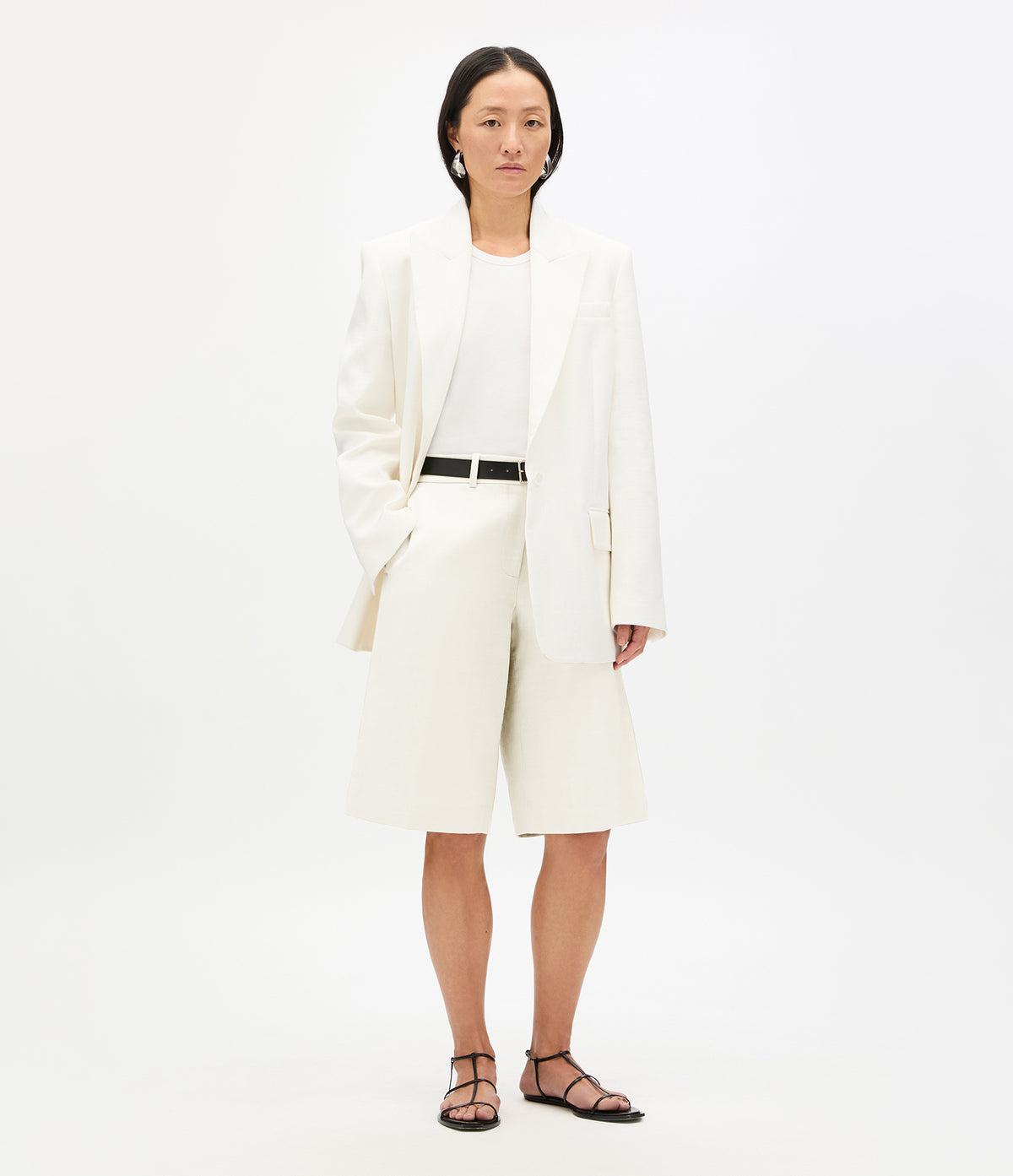 Another Tomorrow Bermuda Short in Off White – Cotton Women's Trousers