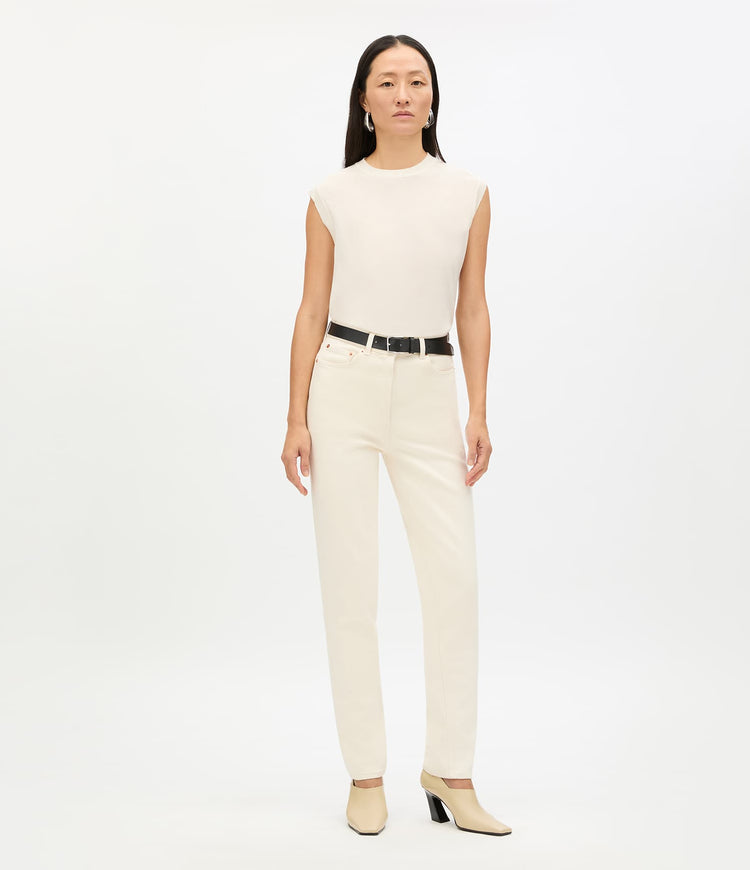 Another Tomorrow Featherweight Shell in Off White – Wool Women's Top
