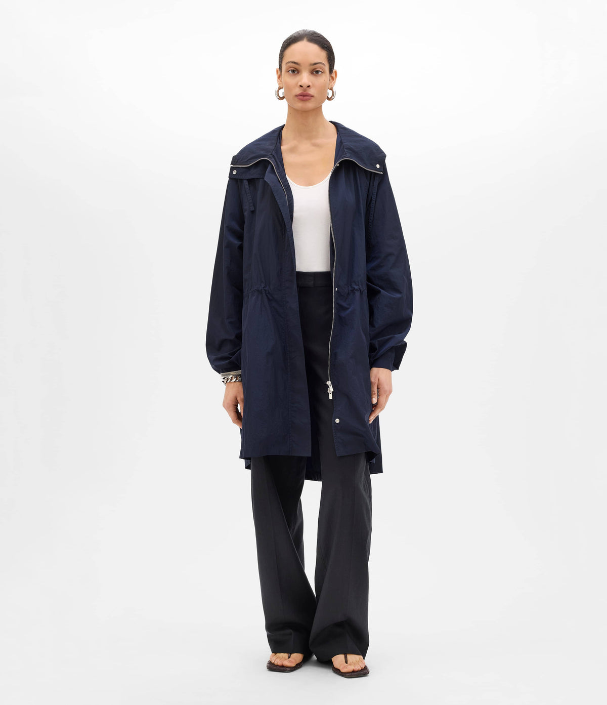Another Tomorrow Recycled Nylon Anorak in Navy – Nylon Women's Outerwear