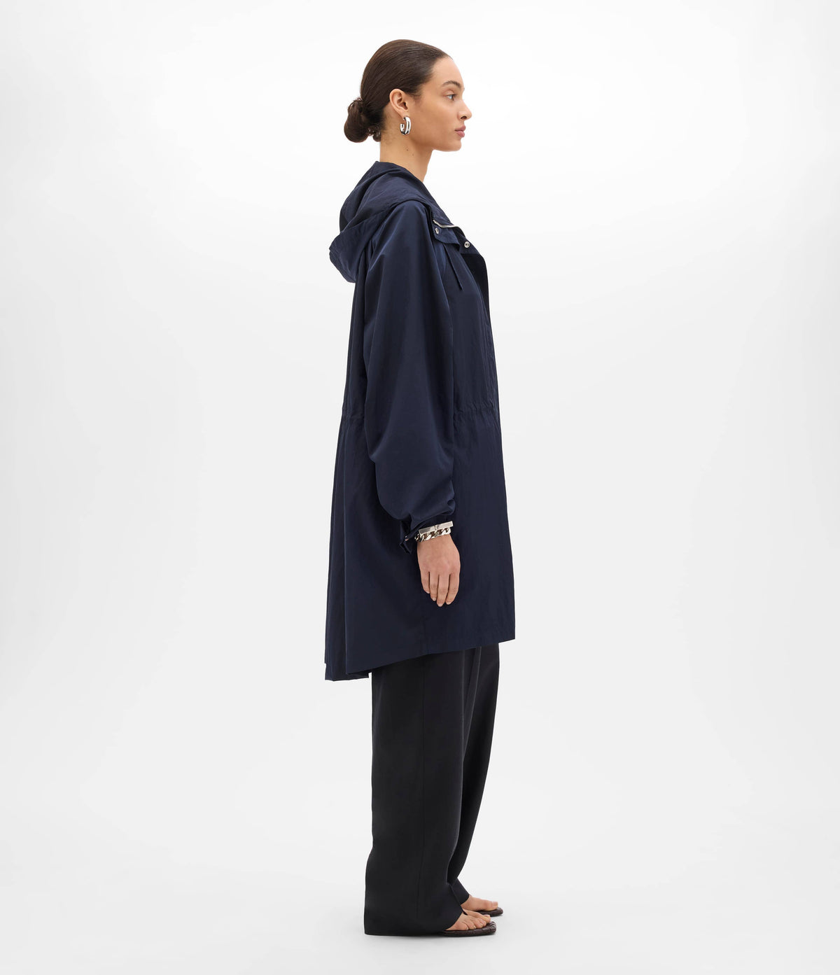 Another Tomorrow Recycled Nylon Anorak in Navy – Nylon Women's Outerwear