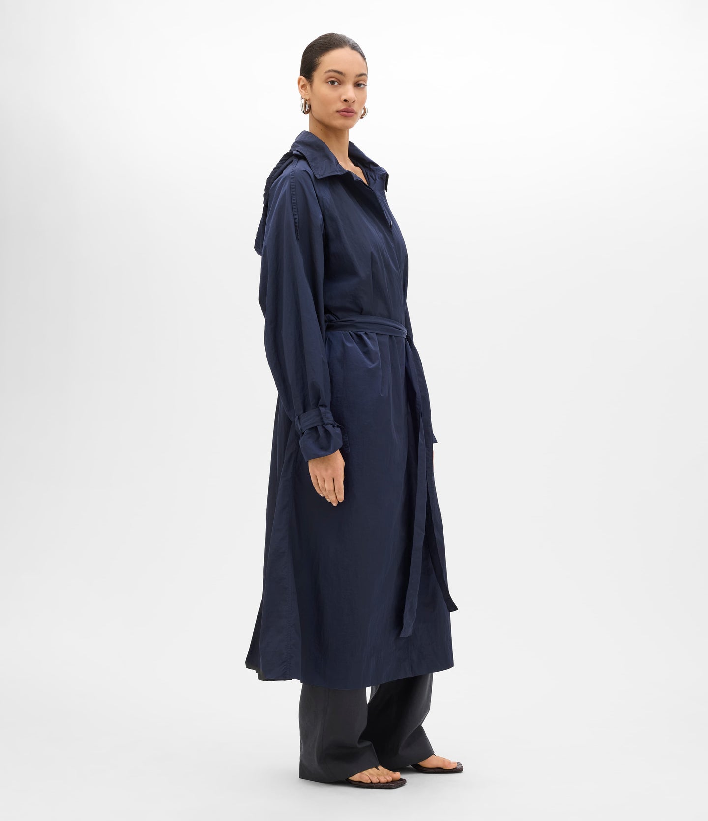 Recycled Nylon Trench | Navy