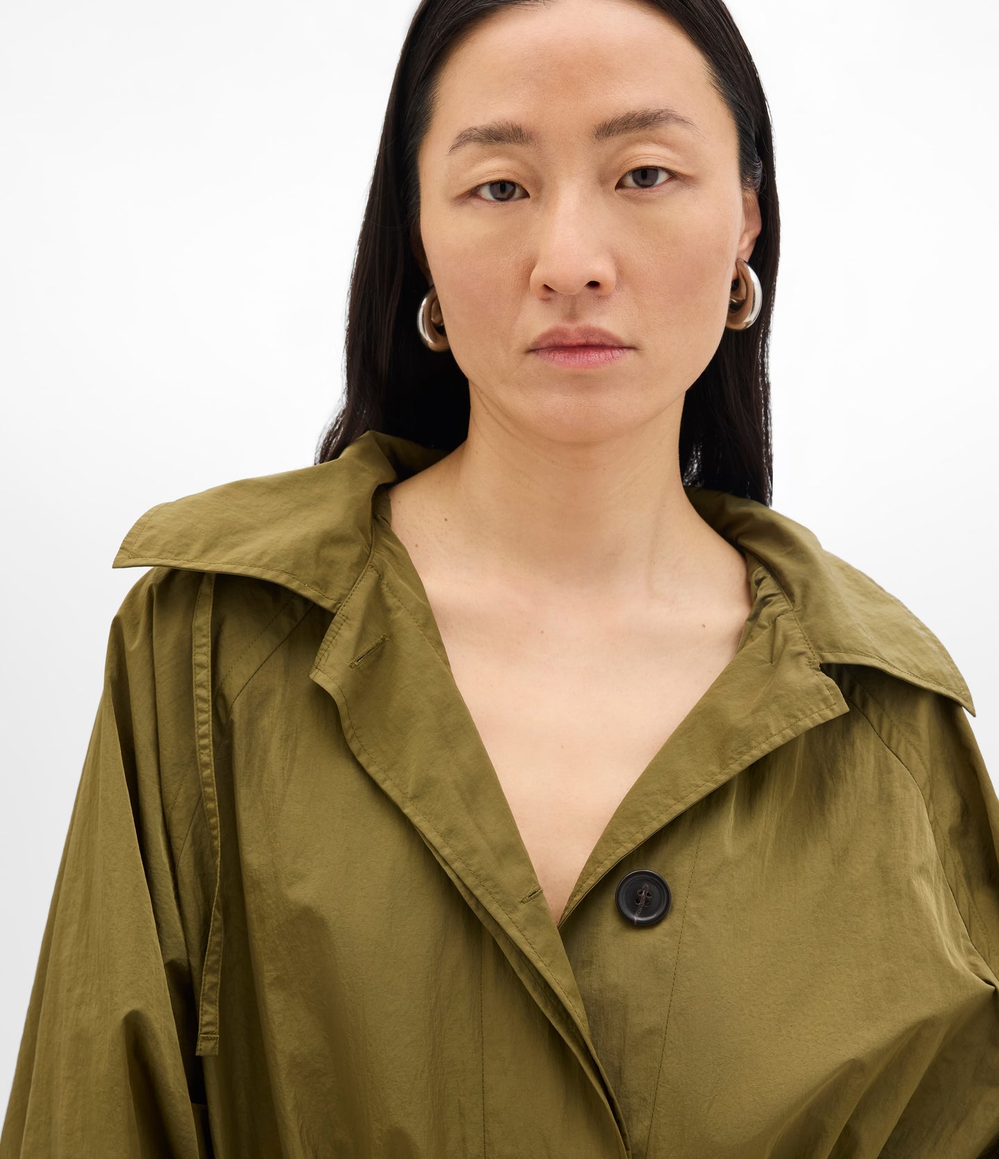 Recycled Nylon Trench | Olive