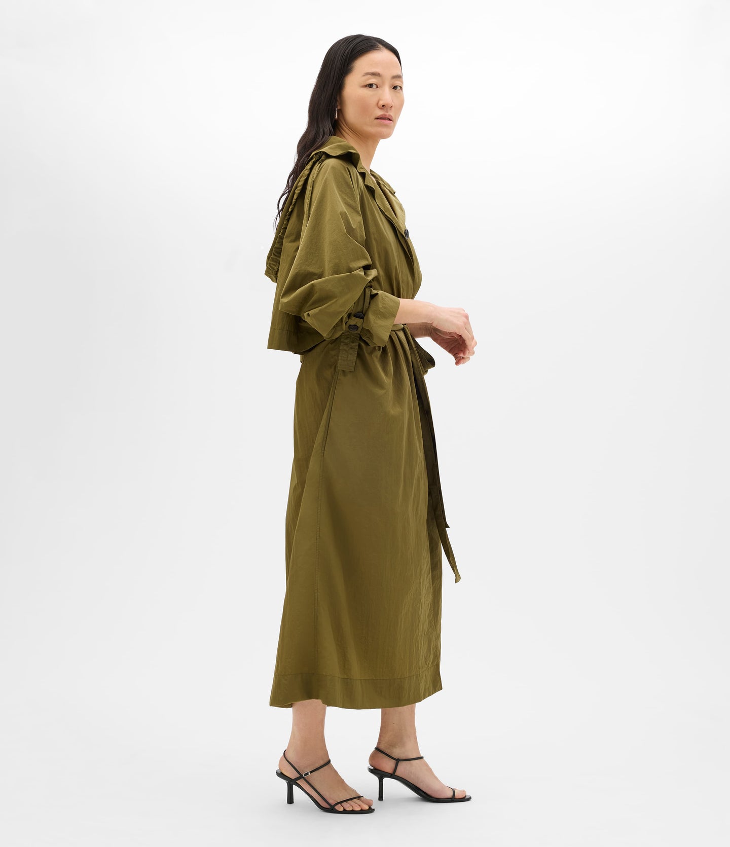 Recycled Nylon Trench | Olive