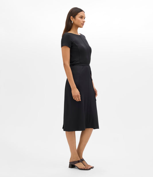 Another Tomorrow Fluid Wrap Dress in Black – Jersey Women's Dress