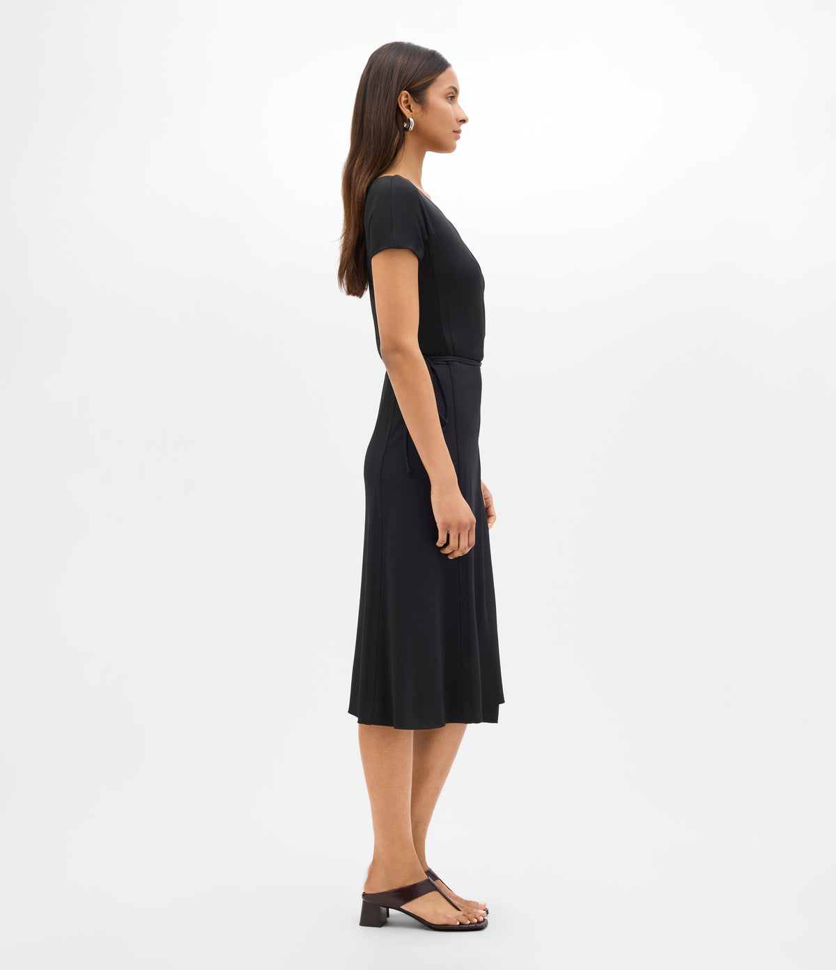 Another Tomorrow Fluid Wrap Dress in Black – Jersey Women's Dress