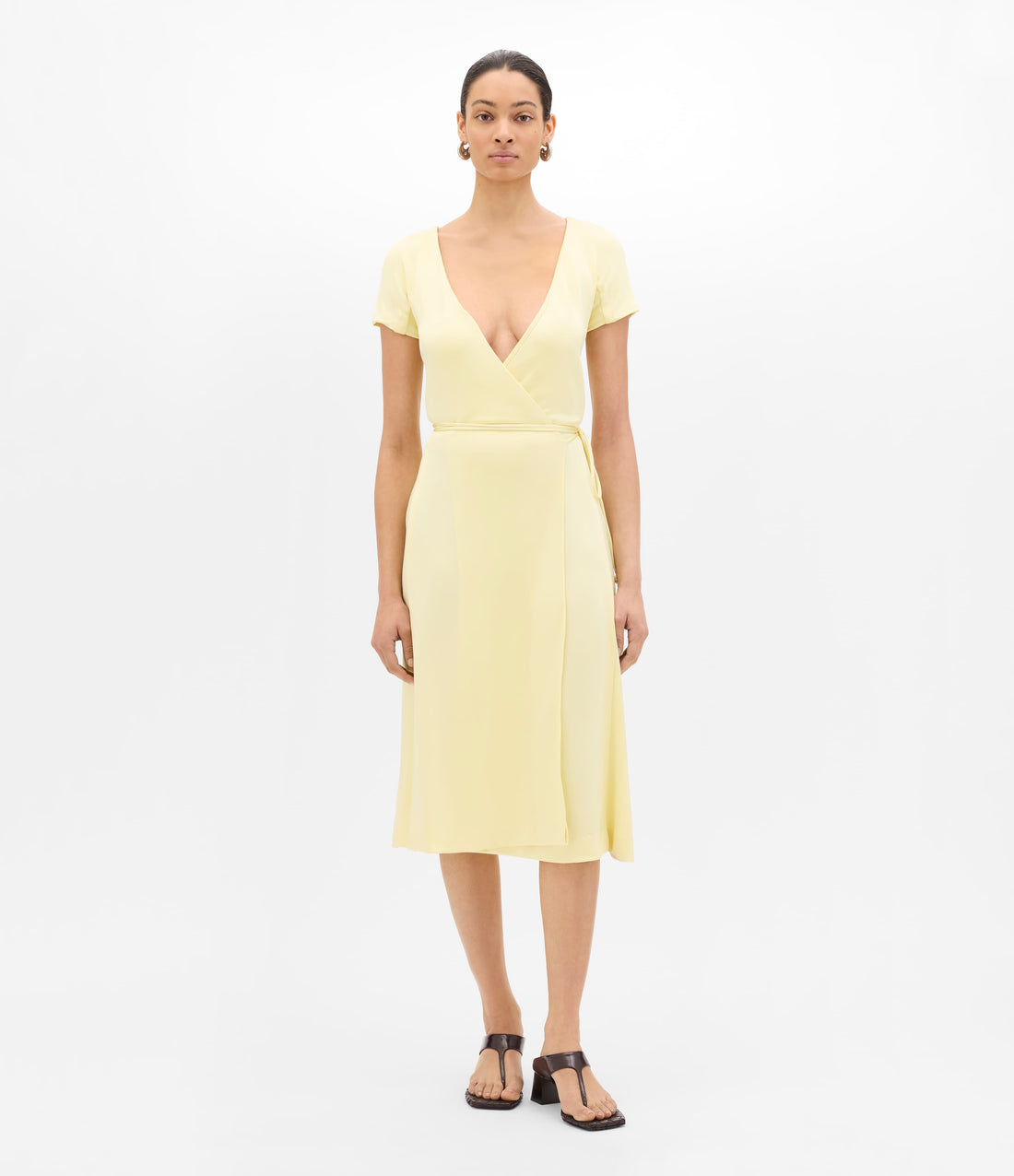 Another Tomorrow Fluid Wrap Dress in Honeysuckle – Viscose Women's Dress