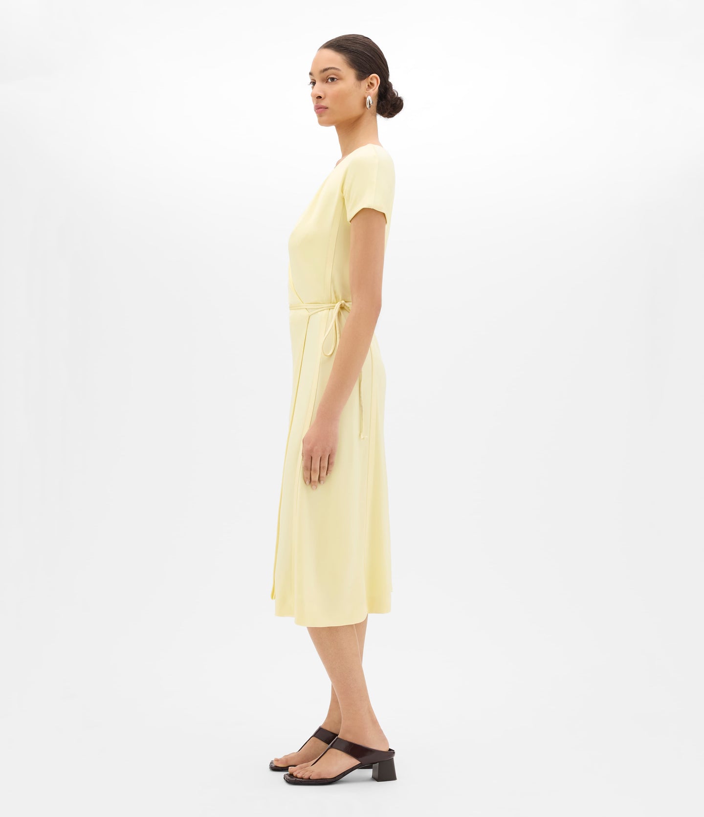 Another Tomorrow Fluid Wrap Dress in Honeysuckle – Viscose Women's Dress