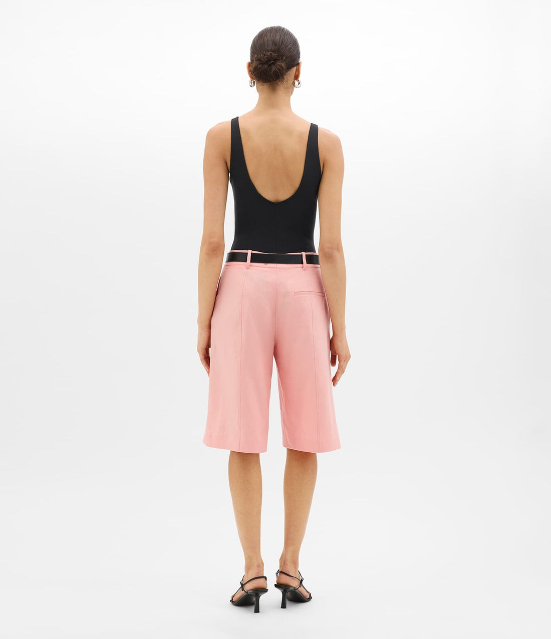 Another Tomorrow Linen Bermuda Pant in Seashell Pink – Linen Women's Trousers