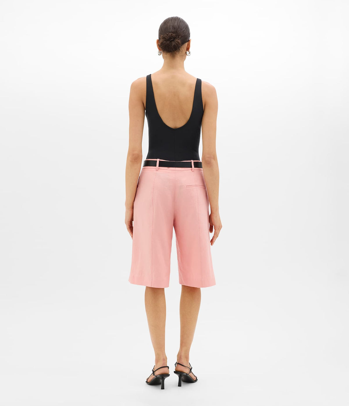 Another Tomorrow Linen Bermuda Pant in Seashell Pink – Linen Women's Trousers