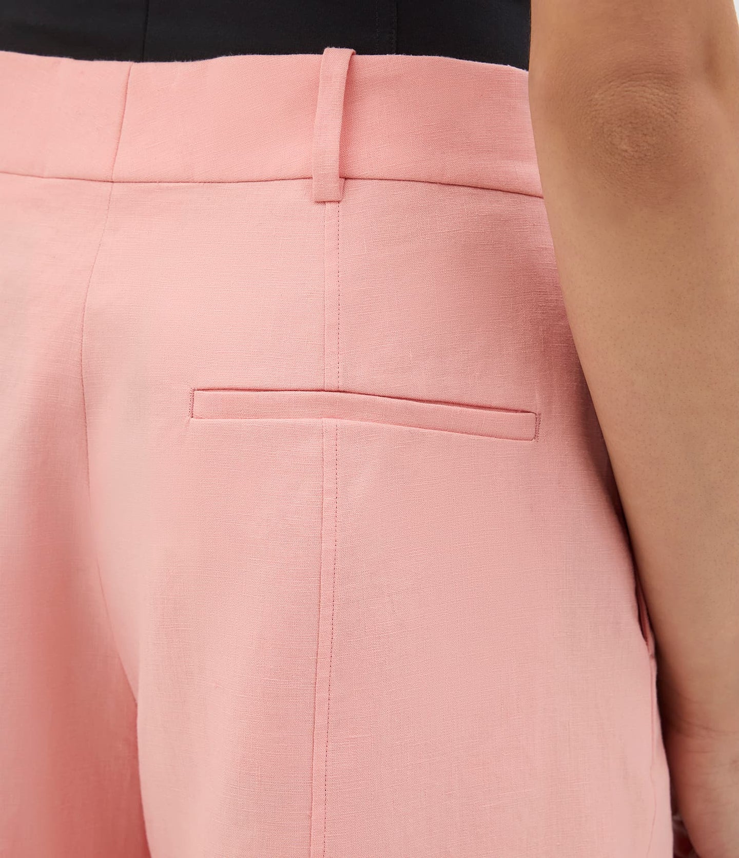 Another Tomorrow Linen Bermuda Pant in Seashell Pink – Linen Women's Trousers