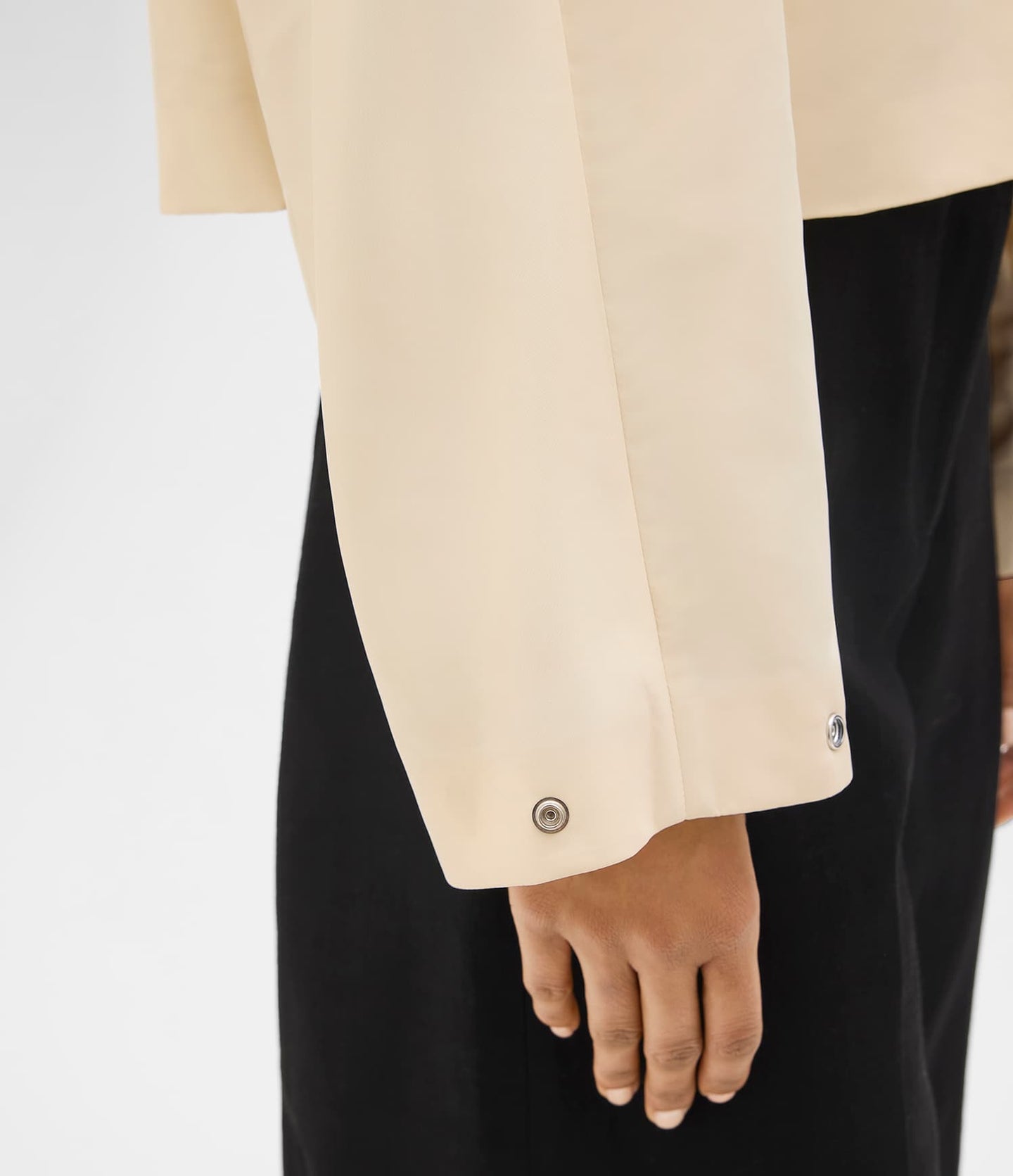 Another Tomorrow Short Balmacaan in Sand – Nylon Women's Outerwear