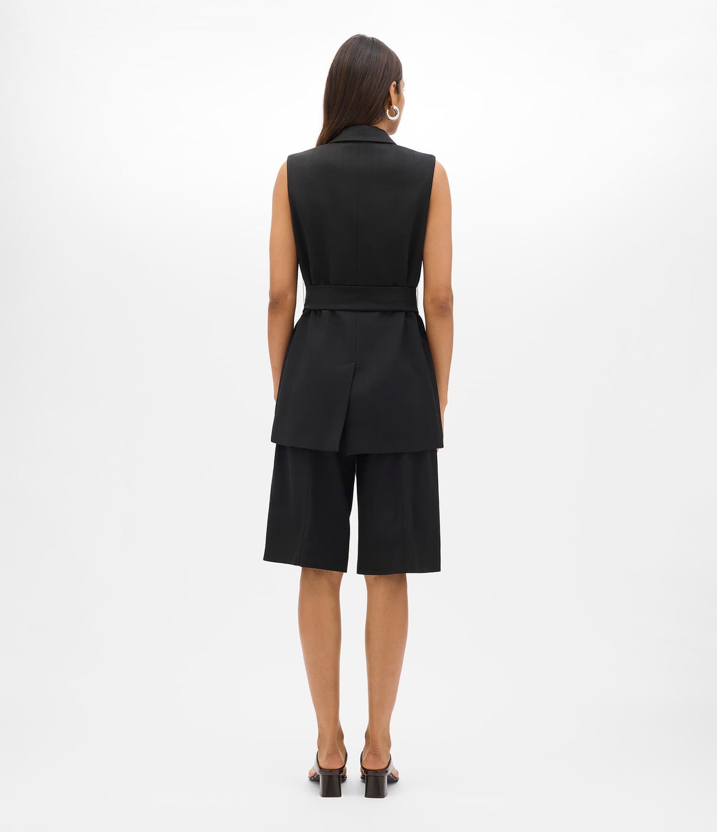 Another Tomorrow Easy Tie Vest in Black – Cotton Women's Jacket