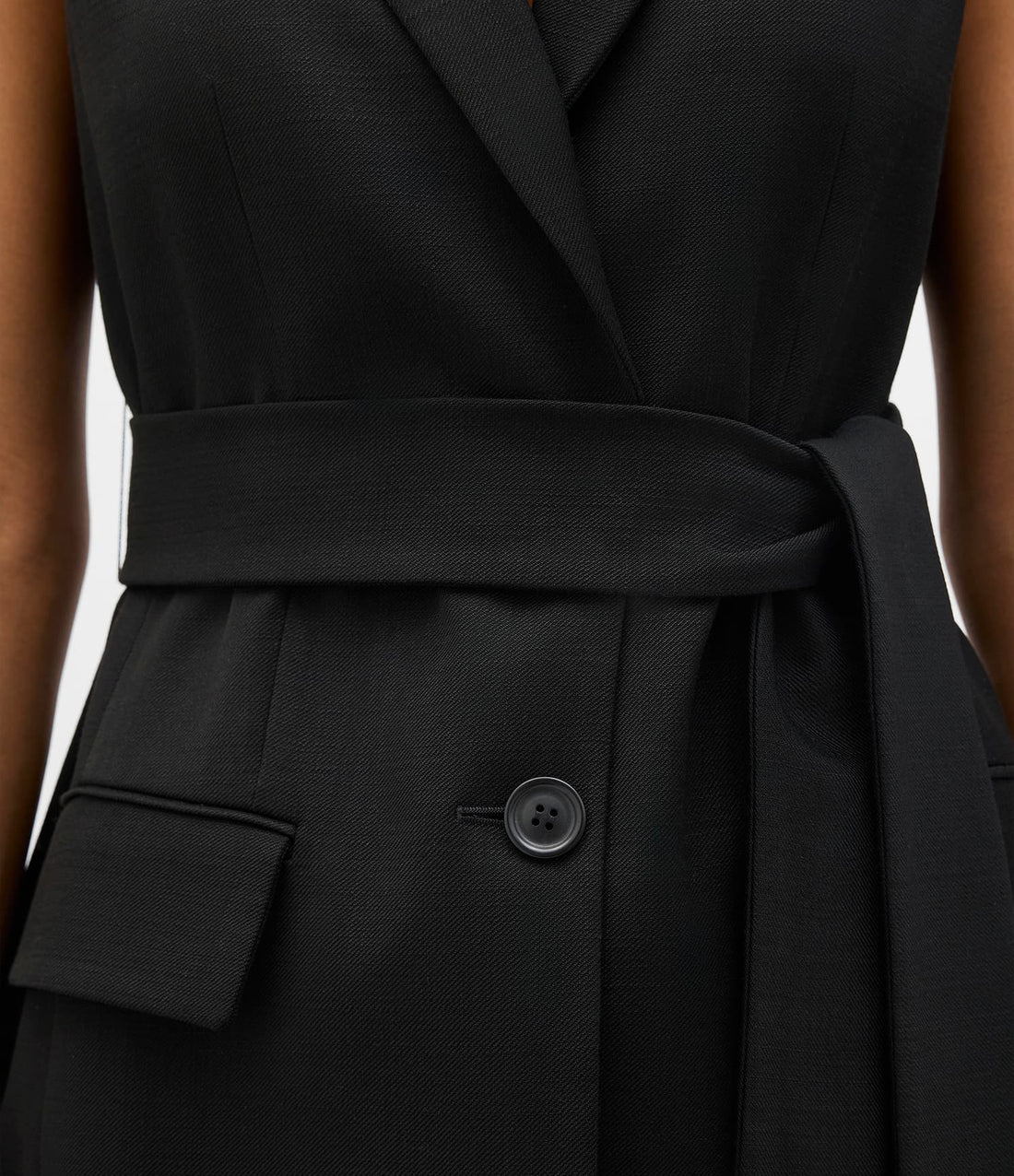 Another Tomorrow Easy Tie Vest in Black – Cotton Women's Jacket