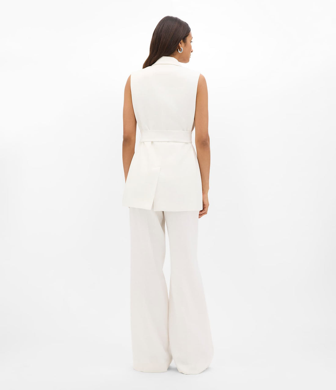 Another Tomorrow Easy Tie Vest in Off White – Cotton Women's Jacket