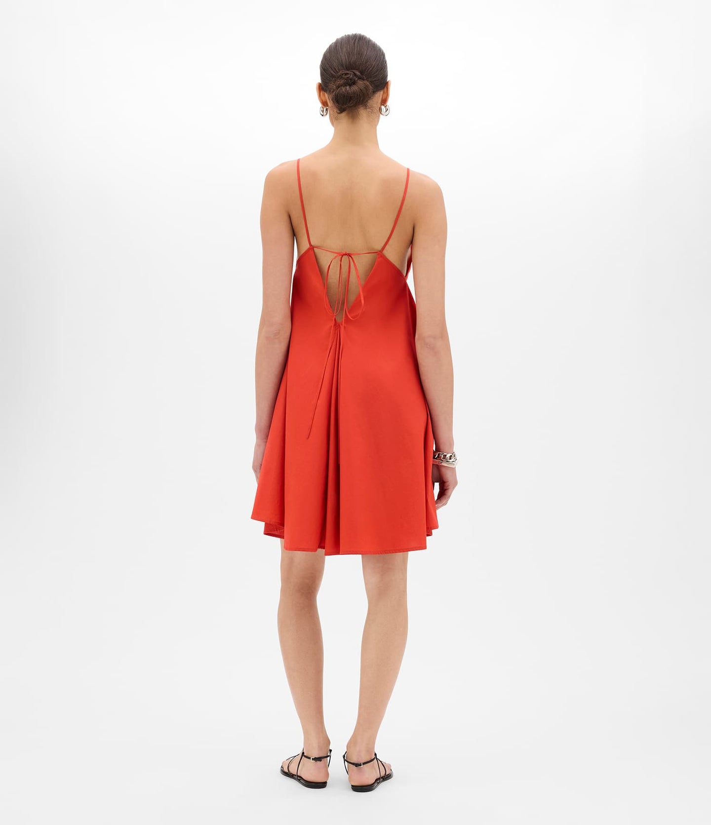 Another Tomorrow Flare Sun Dress in Vermilion – Cotton Women's Dress