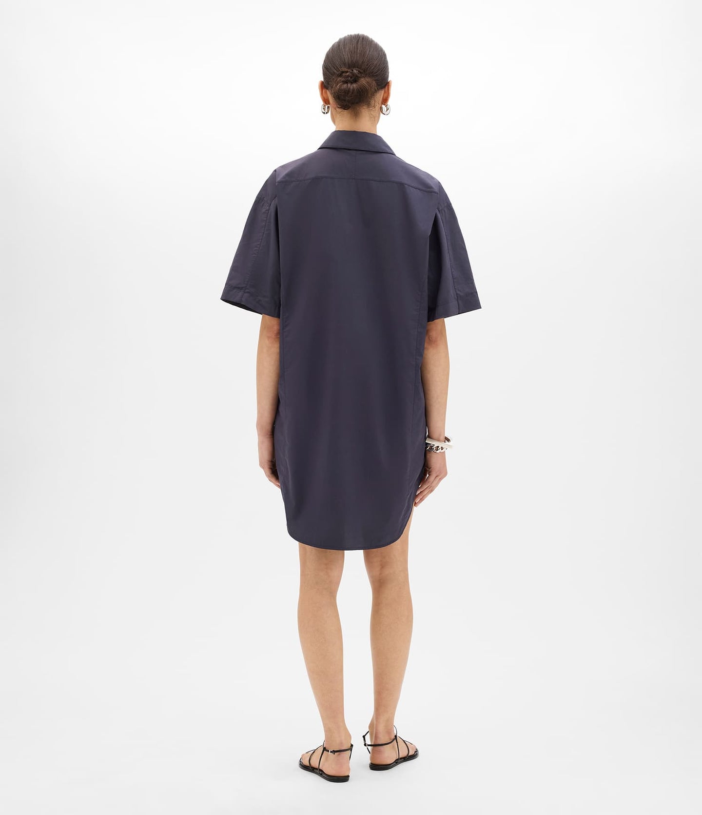 Another Tomorrow Short Shirt Dress in Midnight – Cotton Women's Trousers