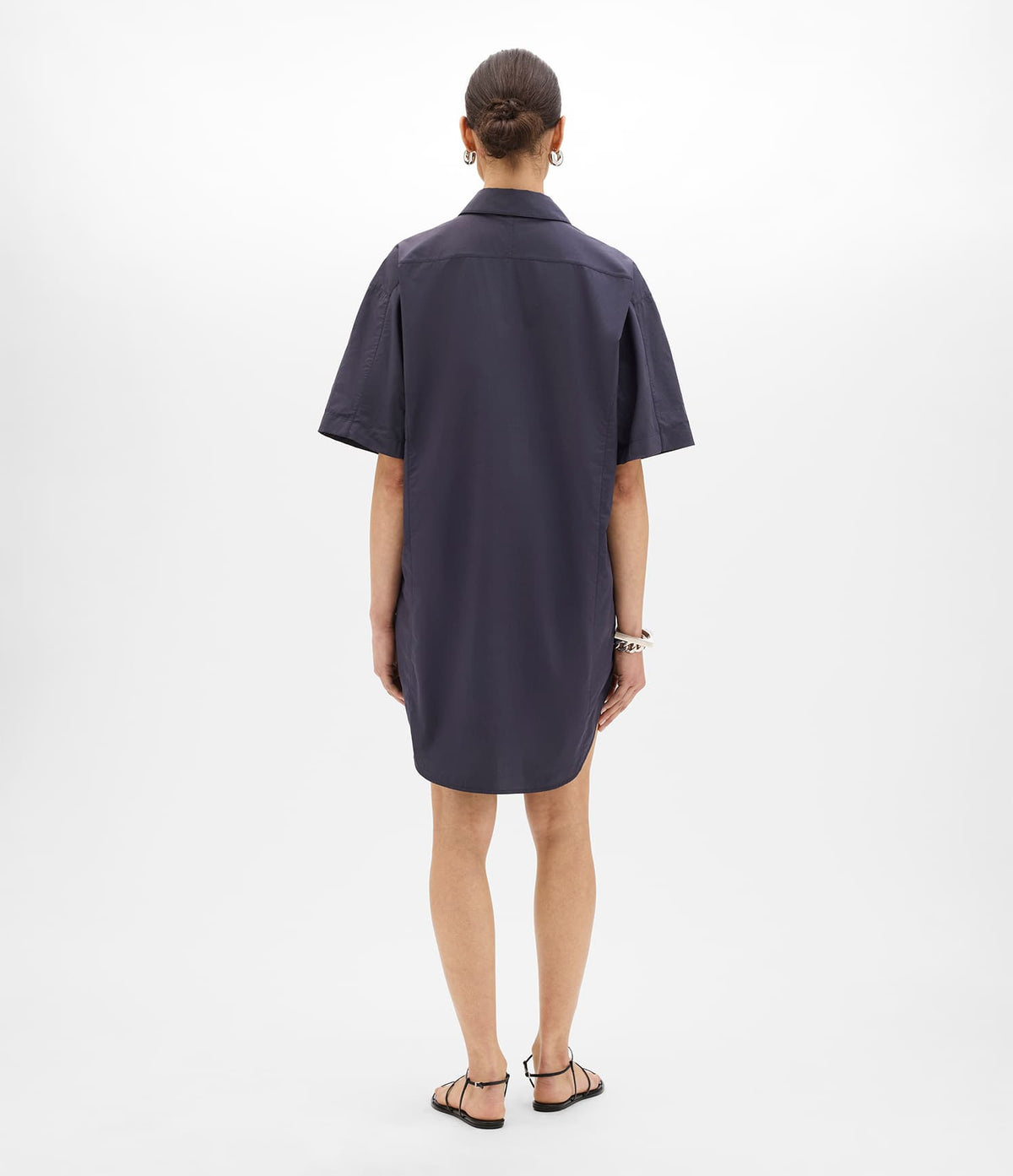 Another Tomorrow Short Shirt Dress in Midnight – Cotton Women's Trousers