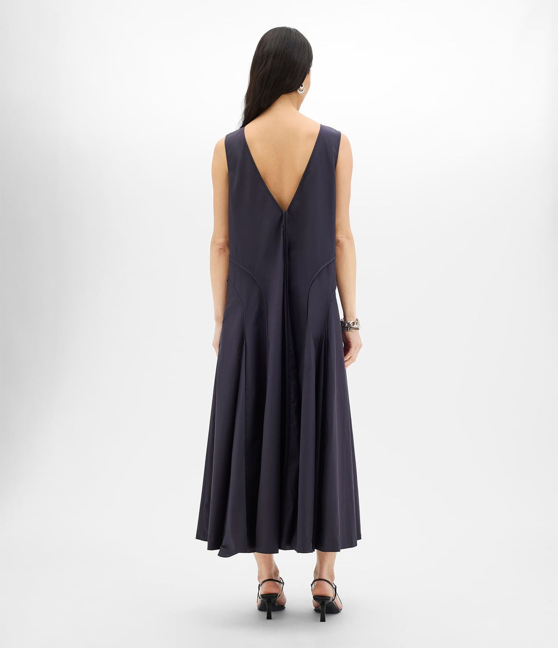 Another Tomorrow Full Skirt Dress in Midnight – Cotton Women's Dress