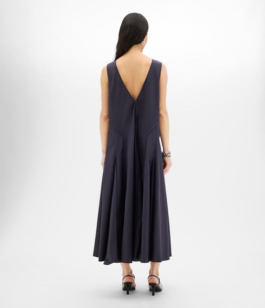 Another Tomorrow Full Skirt Dress in Midnight – Cotton Women's Dress