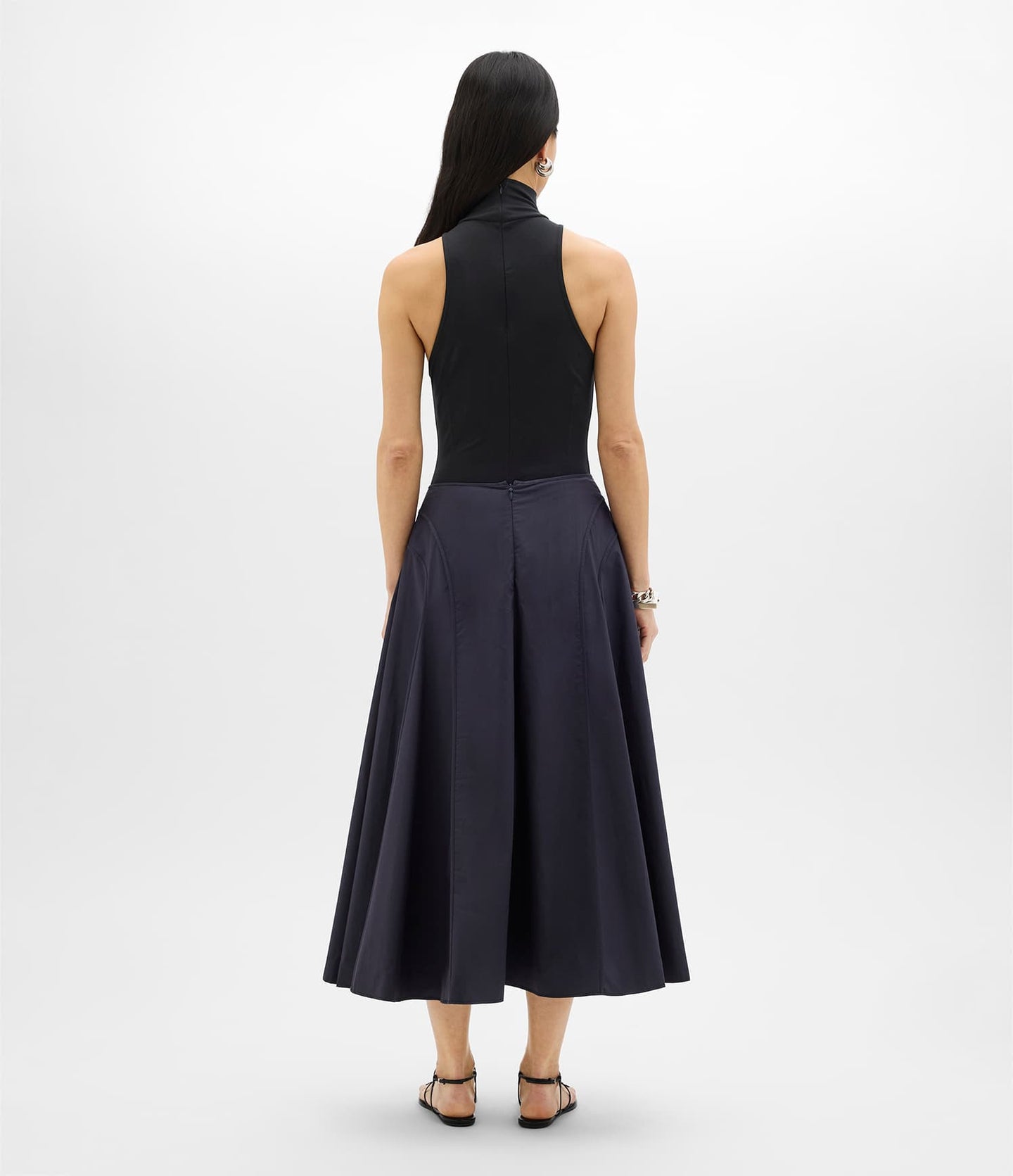 Another Tomorrow Seamed Full Skirt in Midnight – Cotton Women's Skirt