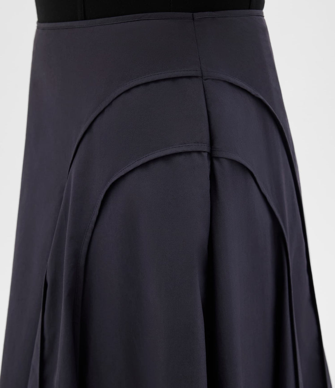 Another Tomorrow Seamed Full Skirt in Midnight – Cotton Women's Skirt