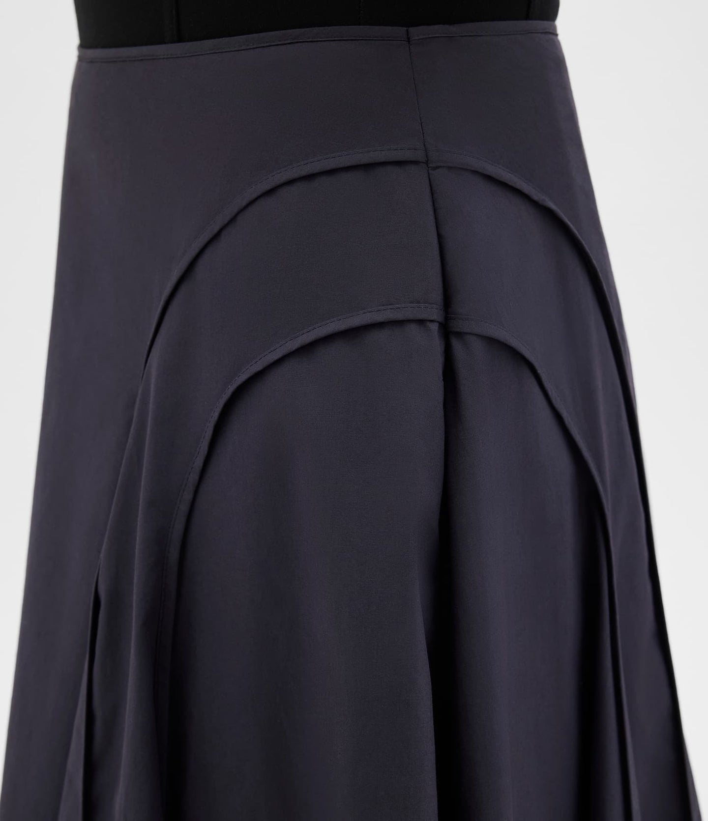 Another Tomorrow Seamed Full Skirt in Midnight – Cotton Women's Skirt