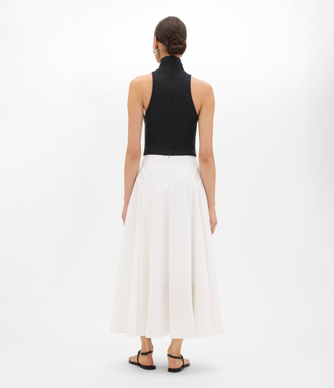 Another Tomorrow Seamed Full Skirt in White – Cotton Women's Skirt
