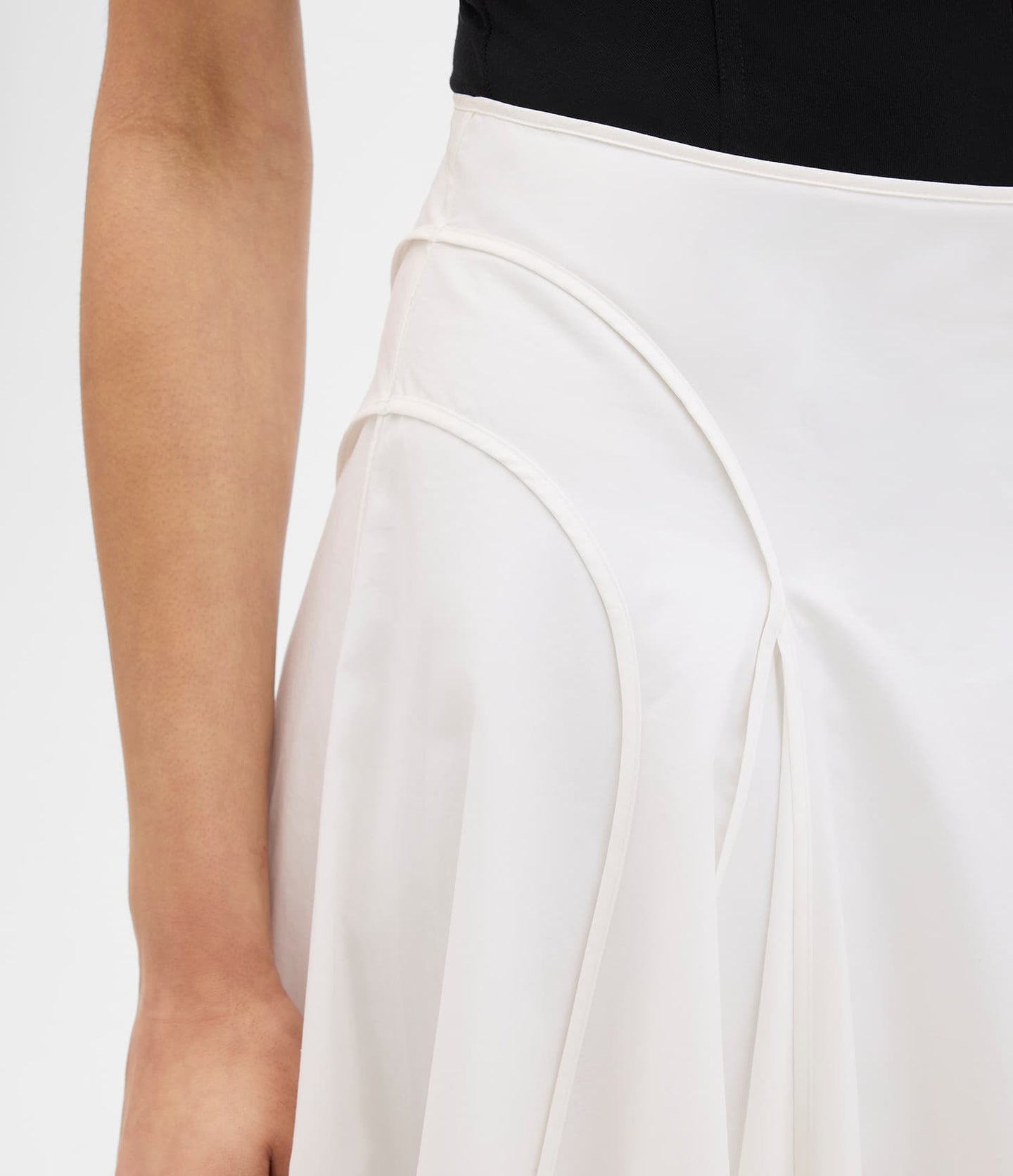 Another Tomorrow Seamed Full Skirt in White – Cotton Women's Skirt