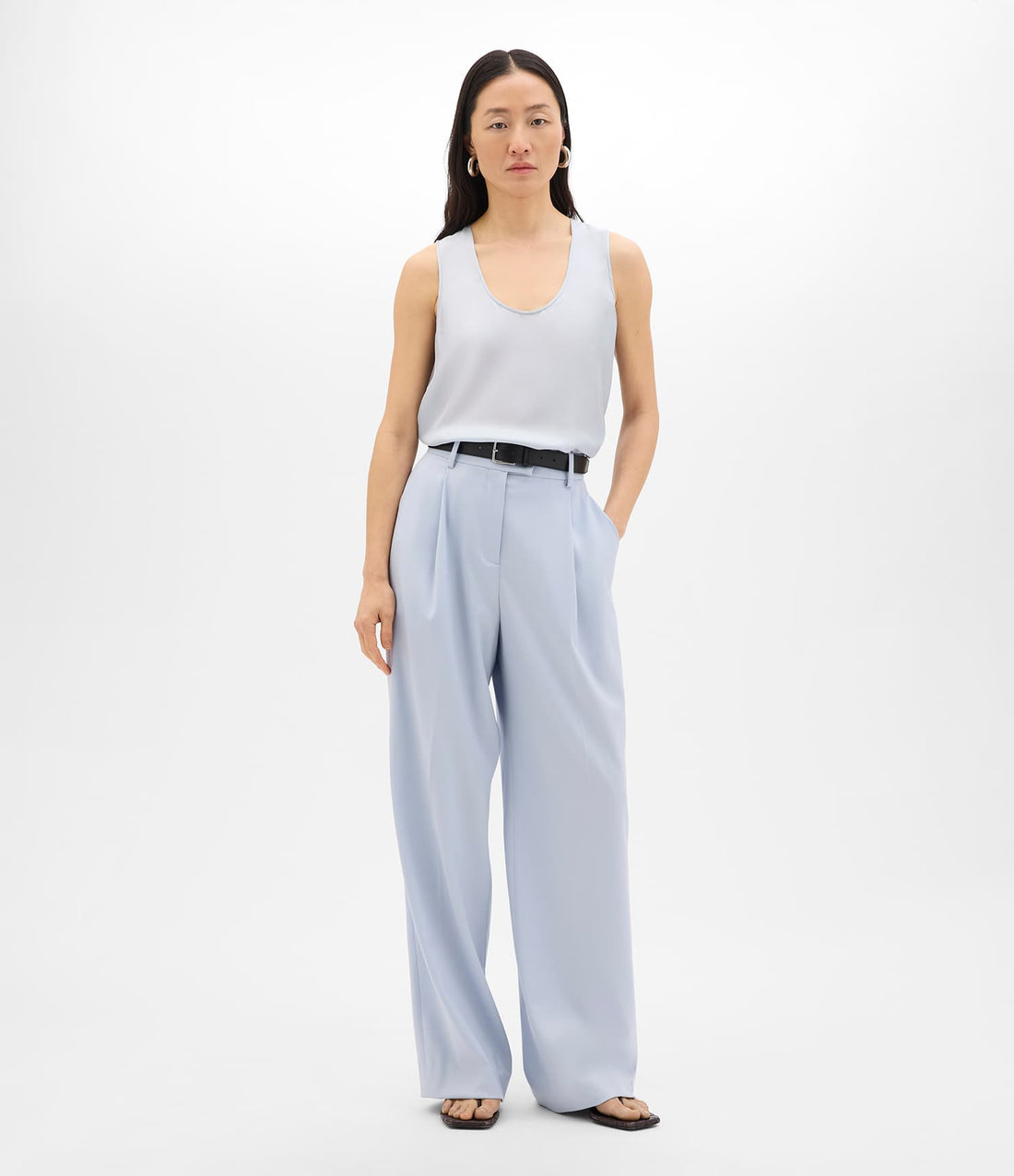 Another Tomorrow Silk Tank in Sky – Silk Women's Top