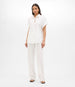 Another Tomorrow Poplin Short Sleeve Shirt in White – Cotton Women's Trousers