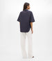 Another Tomorrow Poplin Short Sleeve Shirt in Midnight – Cotton Women's Trousers