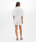 Another Tomorrow Short Sleeve Shirt in White/Navy Stripe – Cotton Women's Trousers