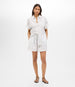Another Tomorrow Short Sleeve Shirt in White/Navy Stripe – Cotton Women's Trousers