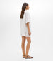 Another Tomorrow Short Sleeve Shirt in White/Navy Stripe – Cotton Women's Trousers