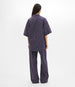 Another Tomorrow Short Sleeve Shirt in Navy/White Stripe – Cotton Women's Trousers