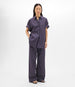 Another Tomorrow Short Sleeve Shirt in Navy/White Stripe – Cotton Women's Trousers