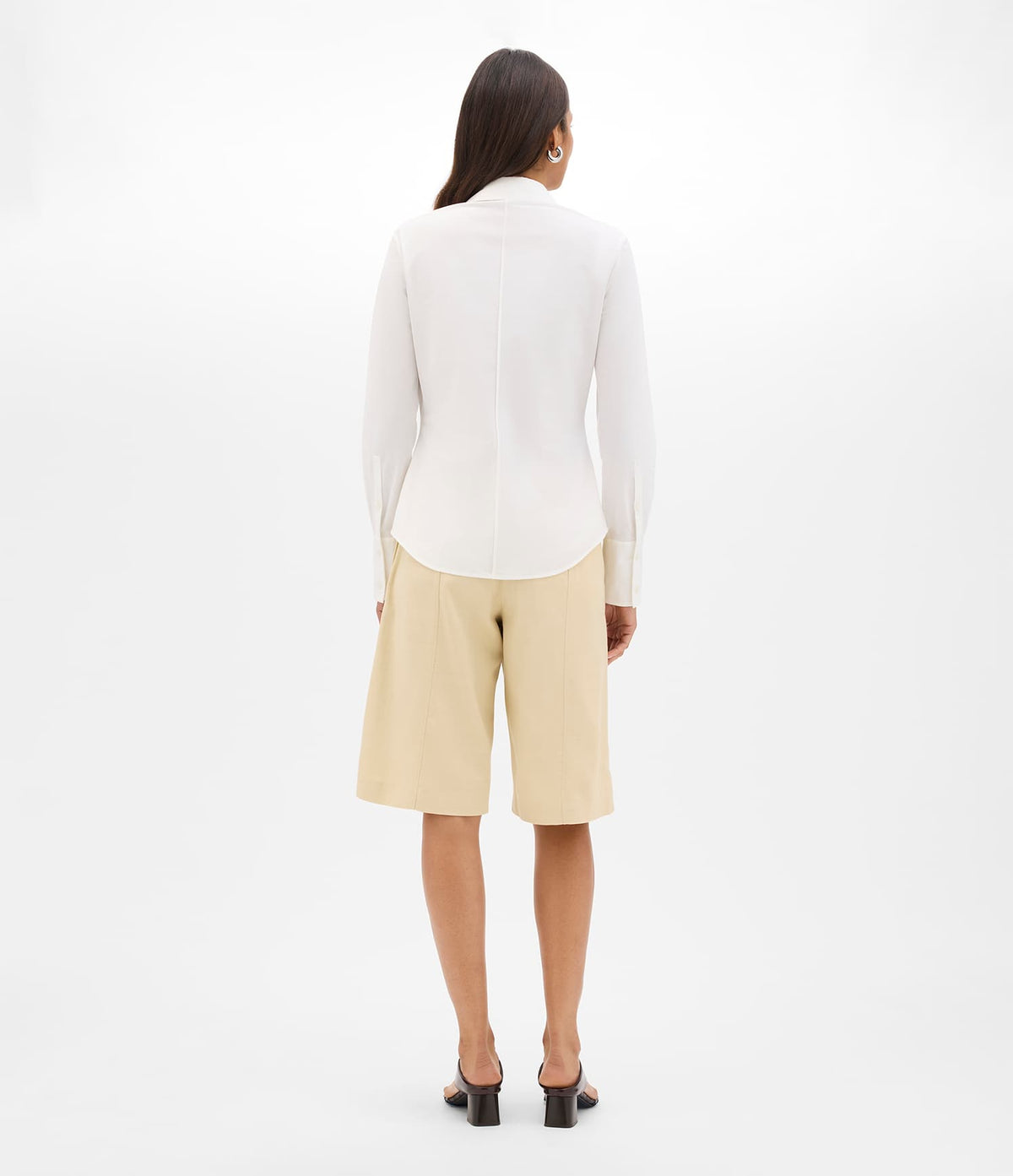 Another Tomorrow Poplin Bias Shirt in White – Cotton Women's Top