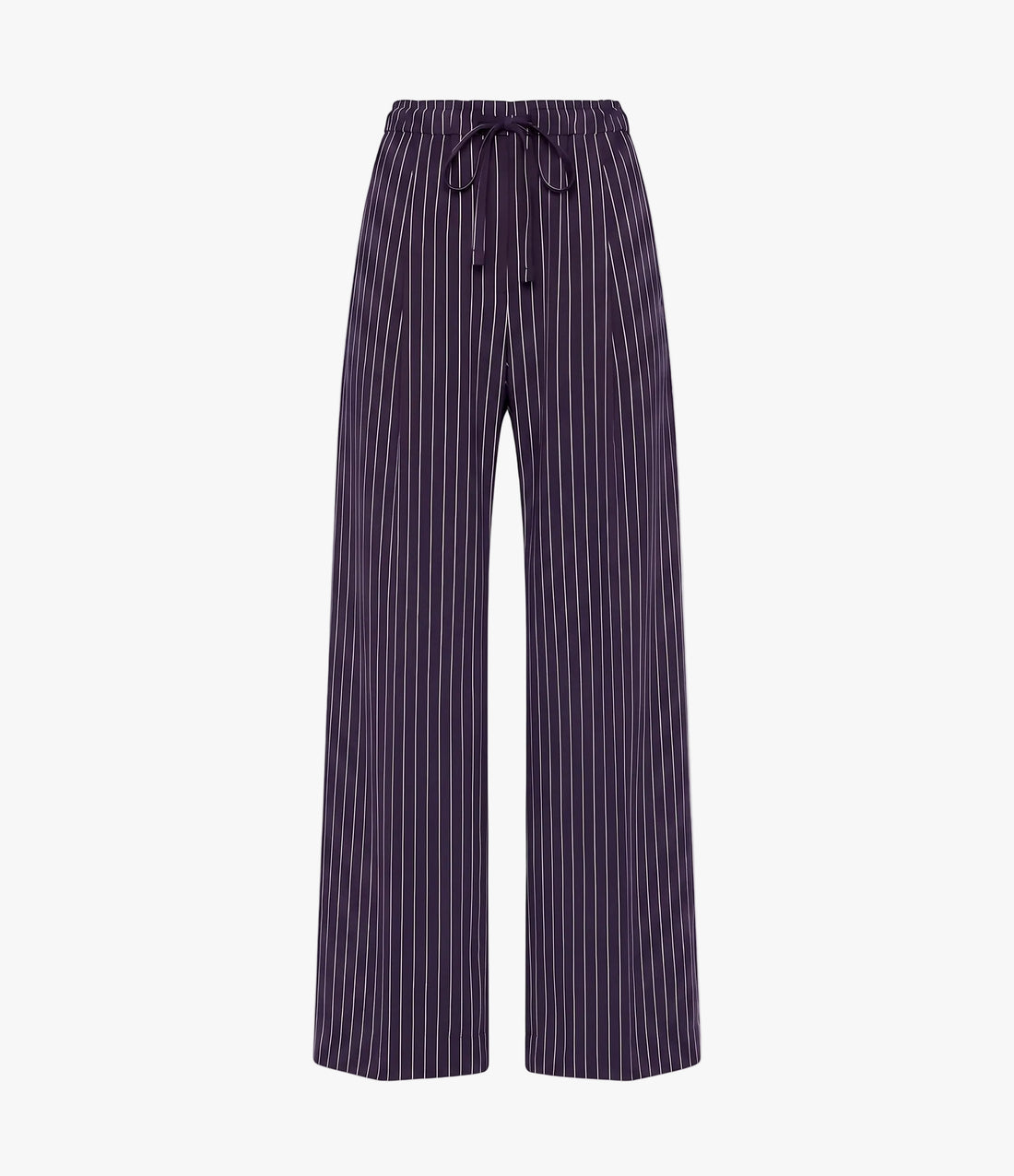 Another Tomorrow Drawcord Pant in Navy/White Stripe – Cotton Women's Trousers