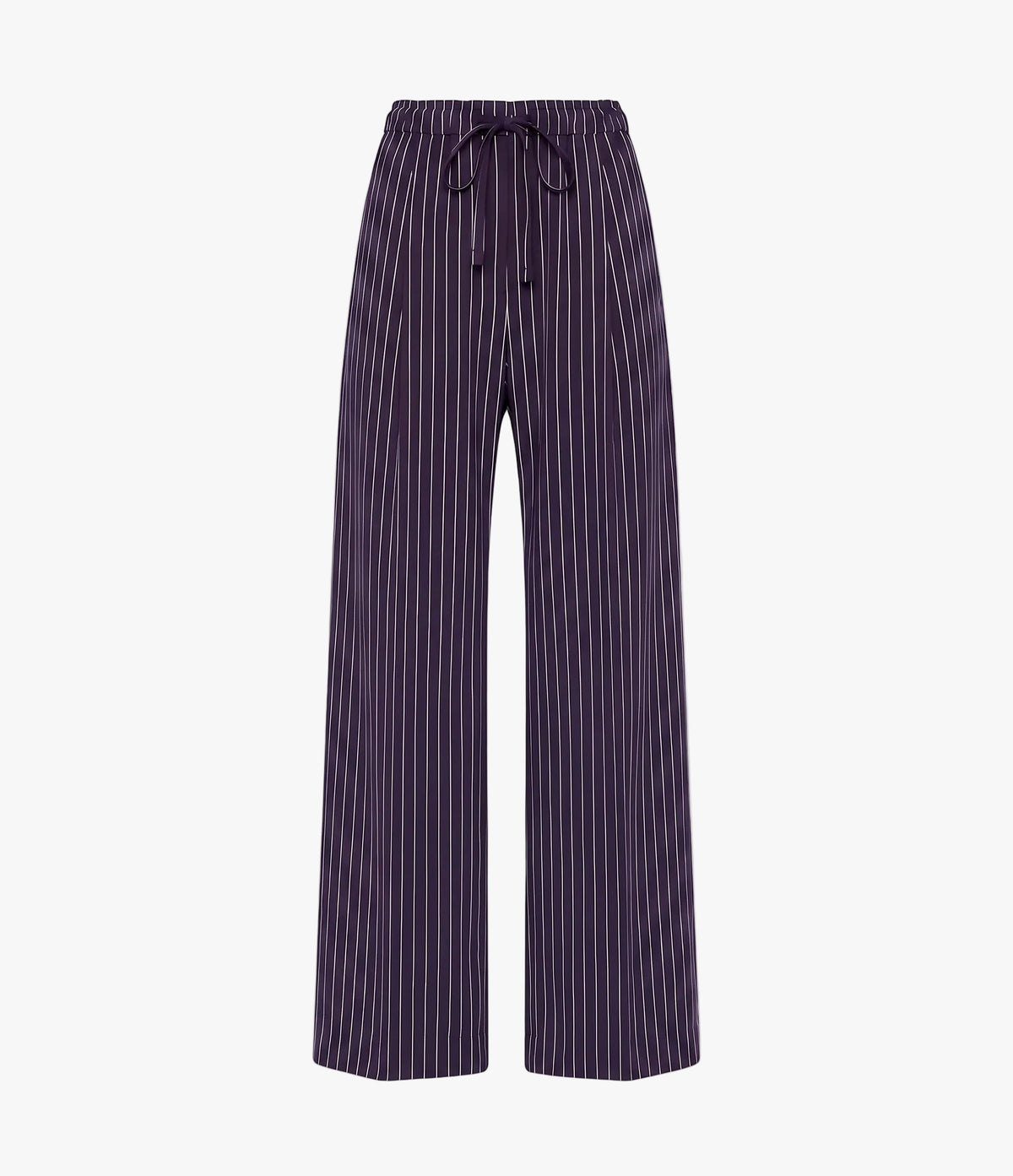 Another Tomorrow Drawcord Pant in Navy/White Stripe – Cotton Women's Trousers