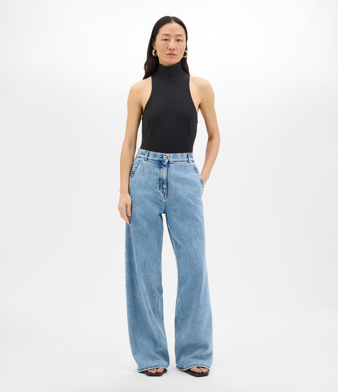 Another Tomorrow Carpenter Denim Pant in Light Blue Wash – Denim Women's Trousers