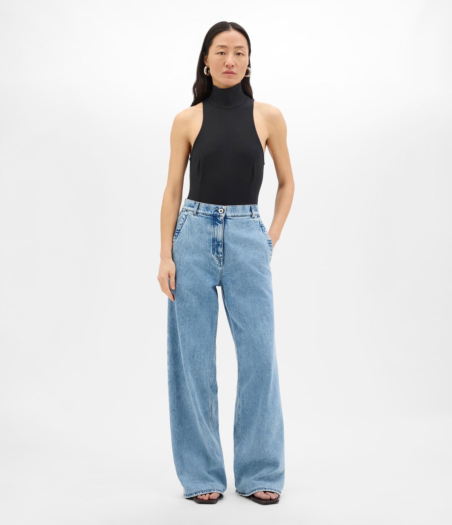 Another Tomorrow Carpenter Denim Pant in Light Blue Wash – Denim Women's Trousers