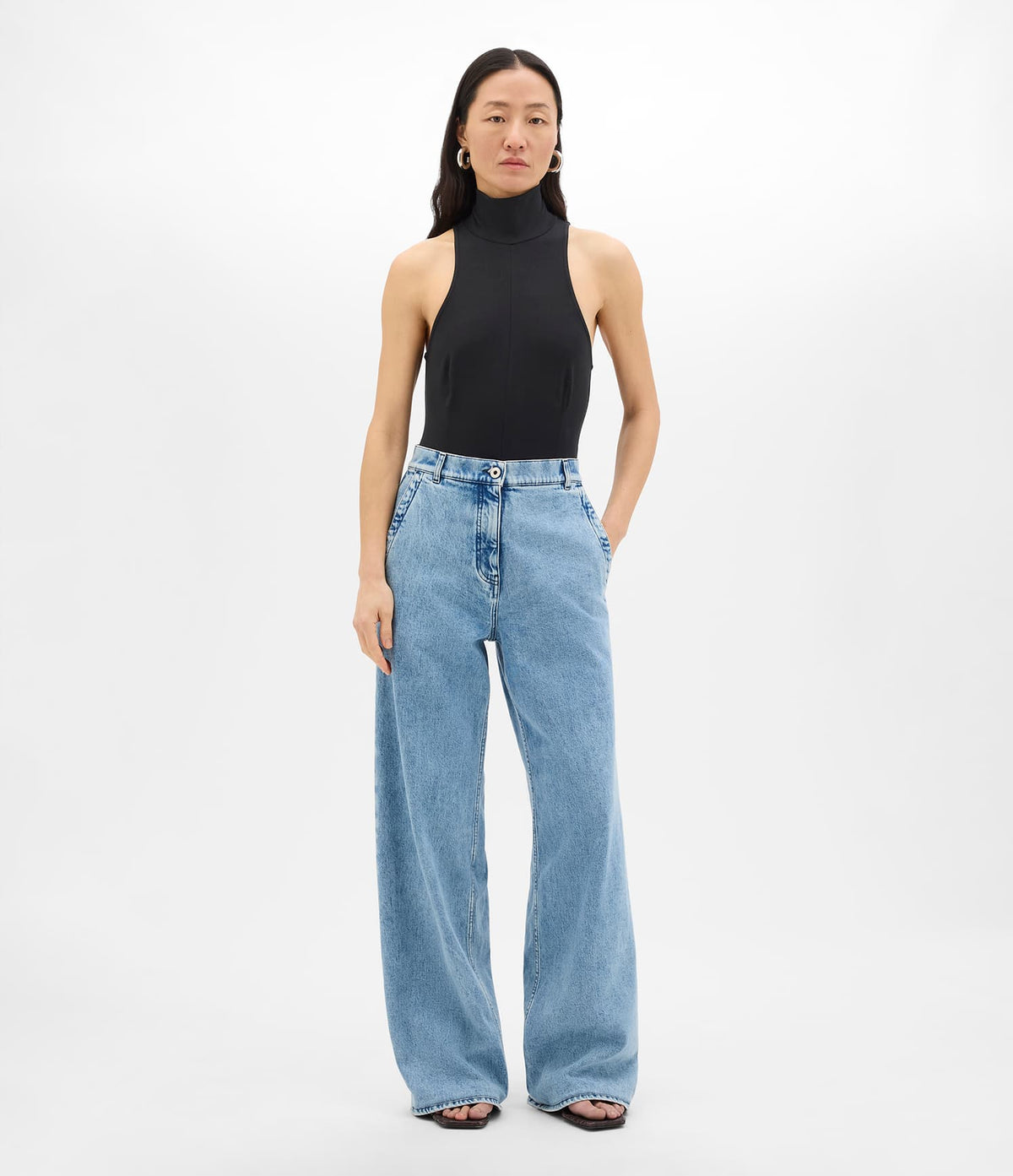 Another Tomorrow Carpenter Denim Pant in Light Blue Wash – Denim Women's Trousers