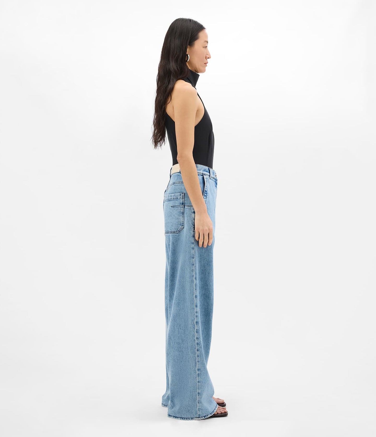 Another Tomorrow Carpenter Denim Pant in Light Blue Wash – Denim Women's Trousers