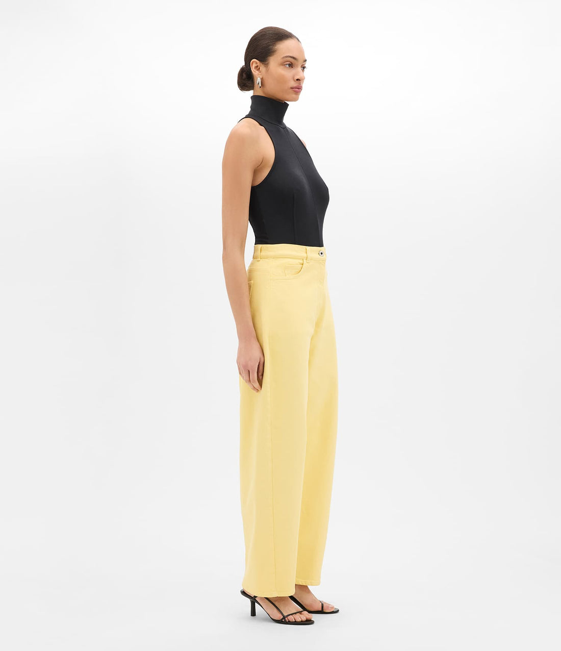 Another Tomorrow Denim Curved Pant in Daffodil – Denim Women's Trousers