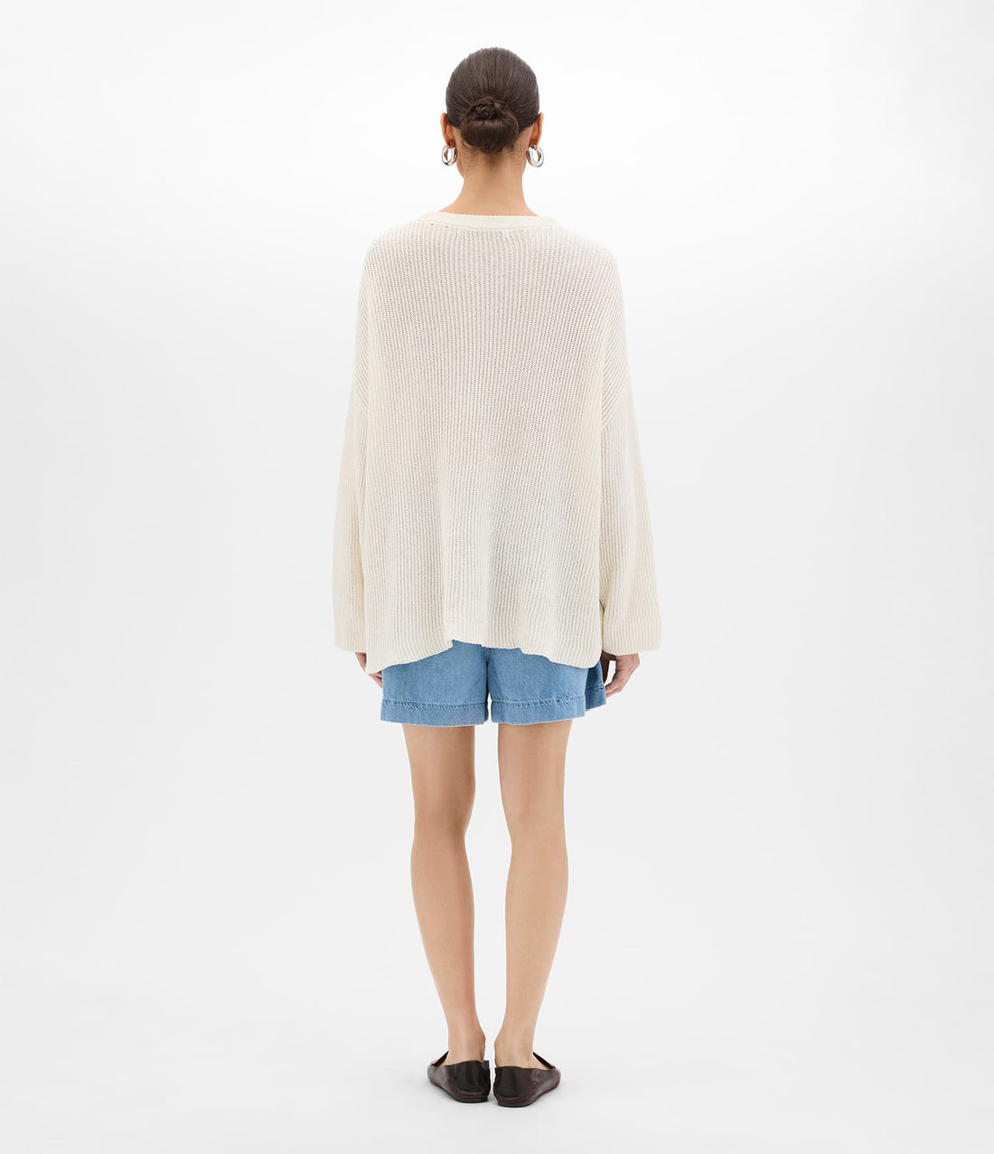 Another Tomorrow Chambray Drawcord Short in Light Blue Wash – Denim Women's Trousers