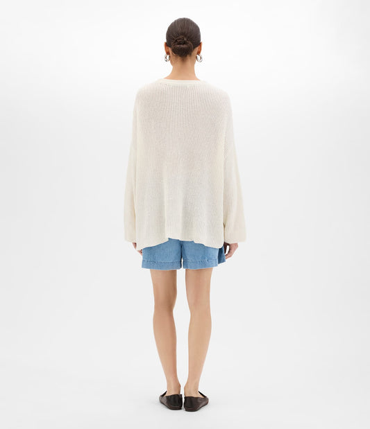 Another Tomorrow Chambray Drawcord Short in Light Blue Wash – Denim Women's Trousers