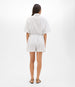 Another Tomorrow Drawcord Short in White/Navy Stripe – Cotton Women's Trousers
