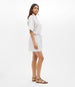 Another Tomorrow Drawcord Short in White/Navy Stripe – Cotton Women's Trousers