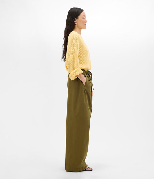 Another Tomorrow Draped Crew Knit in Sun – Cotton Women's Knitwear