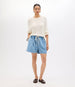 Another Tomorrow Draped Crew Knit in Off White – Cotton Women's Knitwear